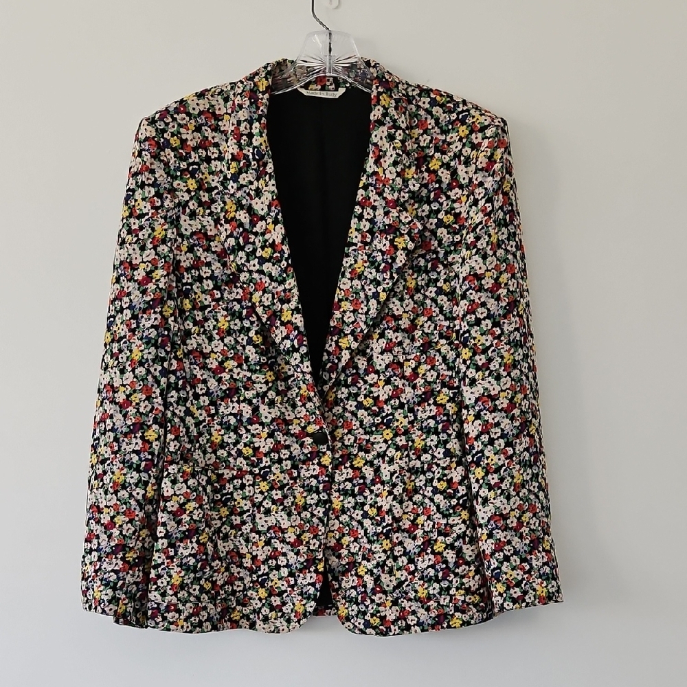MaxMara Floral Blazer Jacket Boxy‎ Fit Shoulder Pads Size Medium-Large